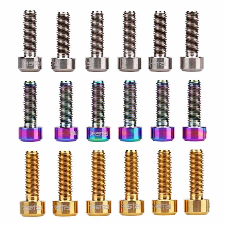 6Pcs/set Bicycle Stem Bolt M5*16mm Titanium Alloy Mountain Road Bike Fixed Stem Bolts For Mountain Bicycle Stem Replacement Bolt
