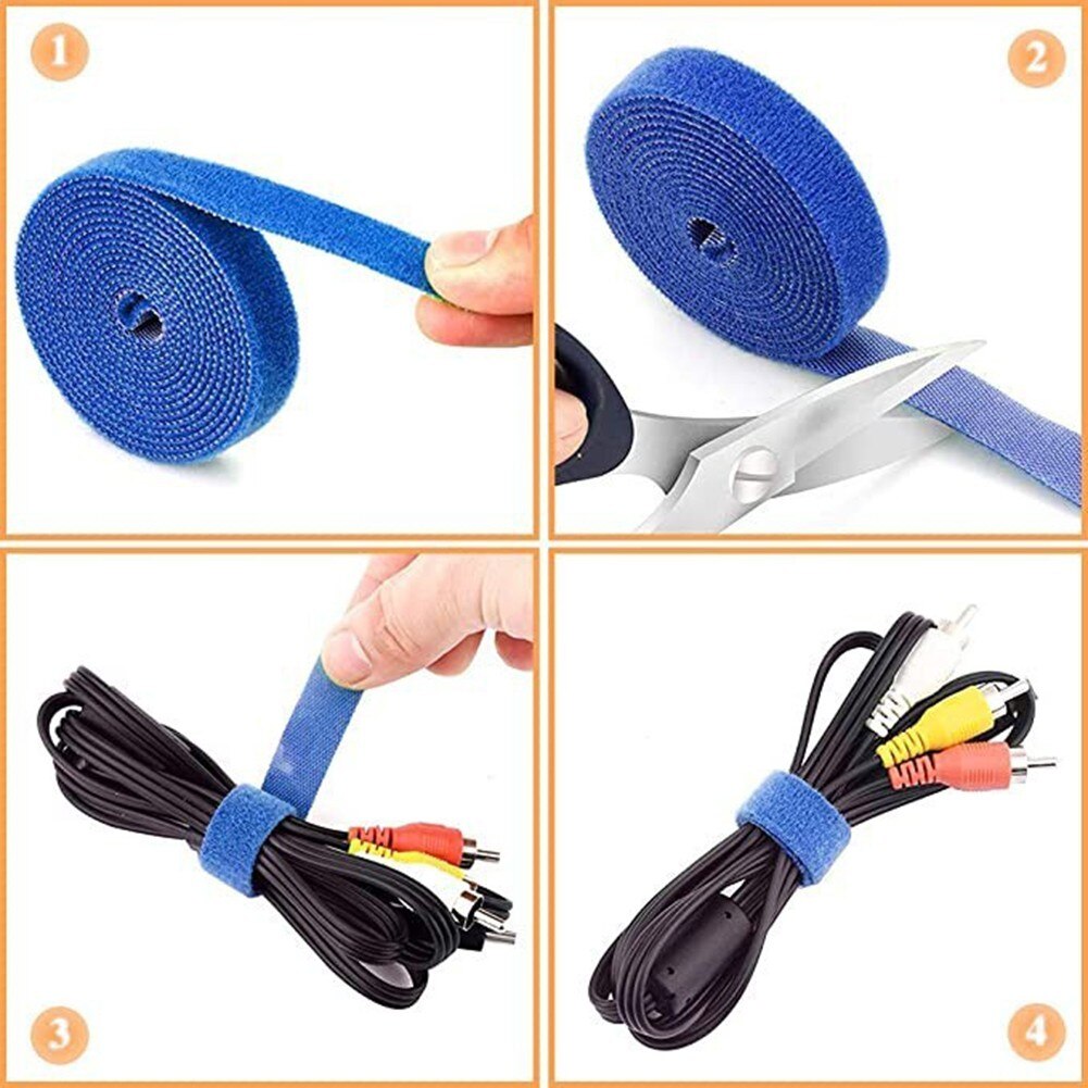 1m/Roll Color Velcro Cable Tie Self1 Adhesive Fastener Tape Data Cable Tie Hooks Loops Cable Tie Magic1 DIY Accessories