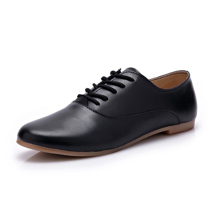 Brand Vrouwen Flats Lace Up Casual Oxfords Ballerina Vrouwelijke Casual Schoenen Mocassins Wit Schoenen Lu7 35: black / 5.5