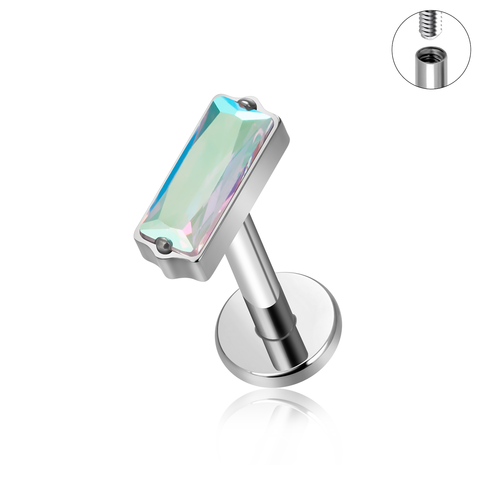 ASTM F136 Titanium EAR PIERC Triangle zirconia Paved Top Threaded Labret Studs Tragus Earrings Lip Tongue Stud Piercing Jewelry: Red / Gold-color