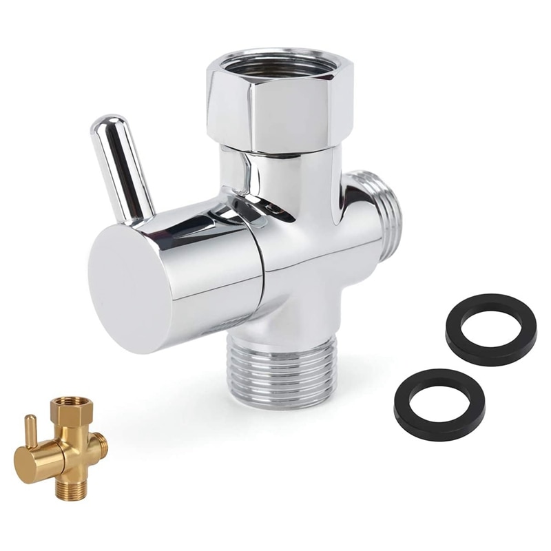 Brass Bidet T Adapter Valve 3 Way Shut Off Tee Connector for Toilet Bidet Sprayer T Adapter Diaper Adapter 7/8 7/8 1/2