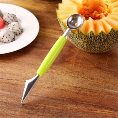 2 in 1 stainless steel melon baller kitchen cut watermelon carving knife double side fruit digging spoon ice cream platter spoon: 68-1