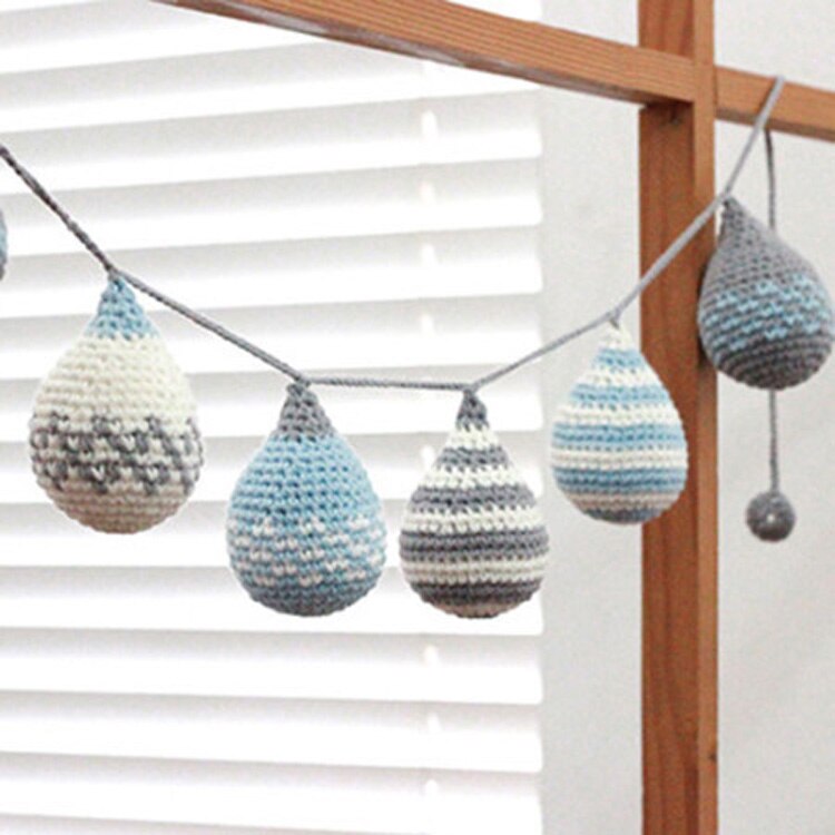 Scandinavische stijl hangende decoraties gehaakte druppels decoratie babymobiel tipi decoratie: Blauw