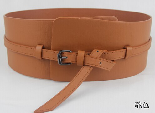 Punk Dual-Gebruik Ultra Brede Zoeksysteem Gebogen Buikband Vrouwen Brede Riem Cumberbanden riemen: brown color