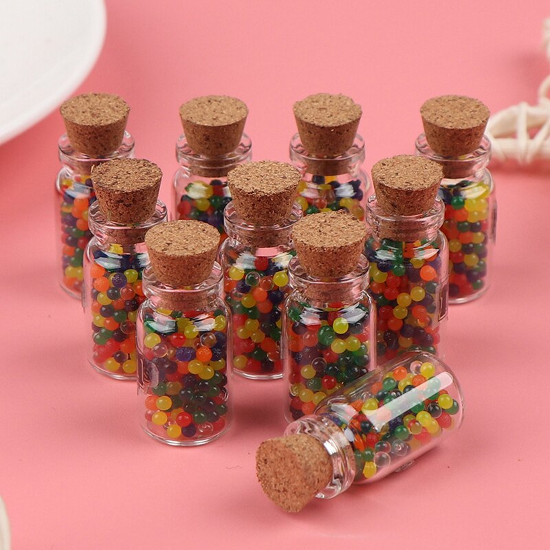 10Pcs 1/12 Dollhouse Miniature Accessories Mini Resin Candy Jar Simulation Candy Bottle Model Furniture Toy for Doll House Decor