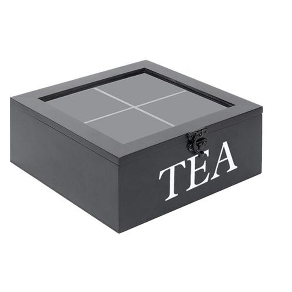 For Black Tea Green Tea Jasmine Tea Storage Box Wooden Bamboo Tea Bag Organizer Case Tea Caddy With 9 Compartments Ideal: black