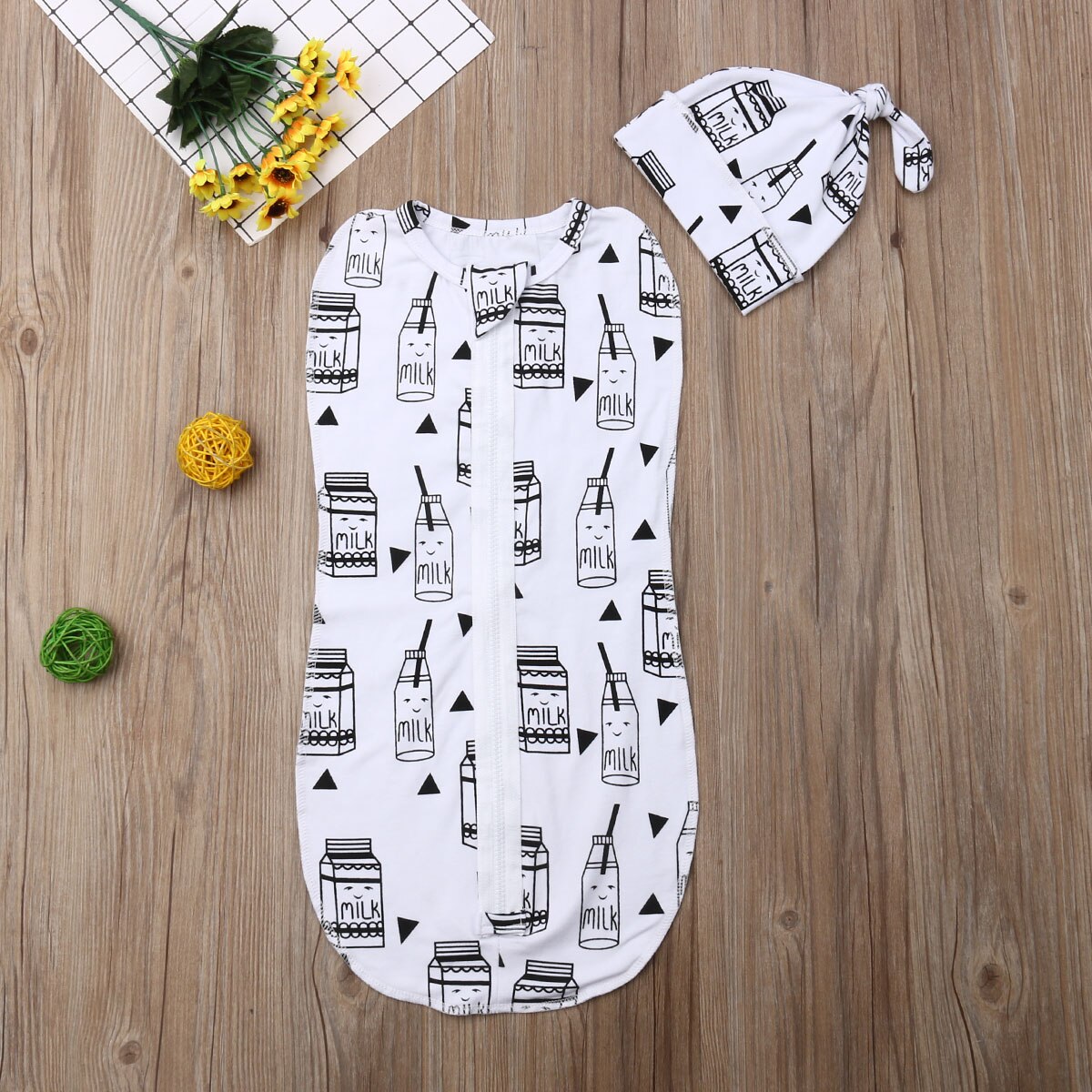 5 Styles 0-6month -né infantile enfants bébé filles garçons sacs de couchage + chapeaux dessin animé impression automne fermeture éclair sommeil couverture 2 pièces