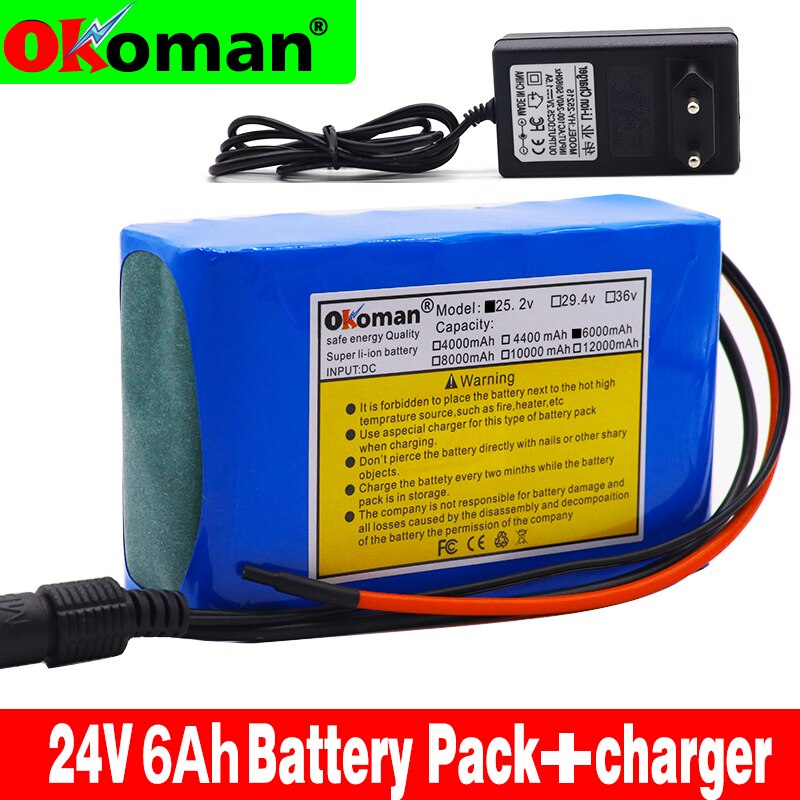 6s2p 24V 6Ah 18650 Batterij Lithium Batterij 25.2 V 6000 Mah Elektrische Fiets Bromfiets/Elektrische/Li Ion batterij Met Oplader