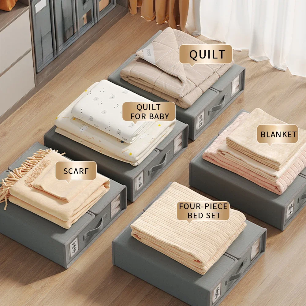 Caja de almacenamiento de sábanas de cama creativa, sábanas de tela para ropa, organizador de 4 piezas, manta para armario, funda de edredón, caja de almacenamiento no tejida