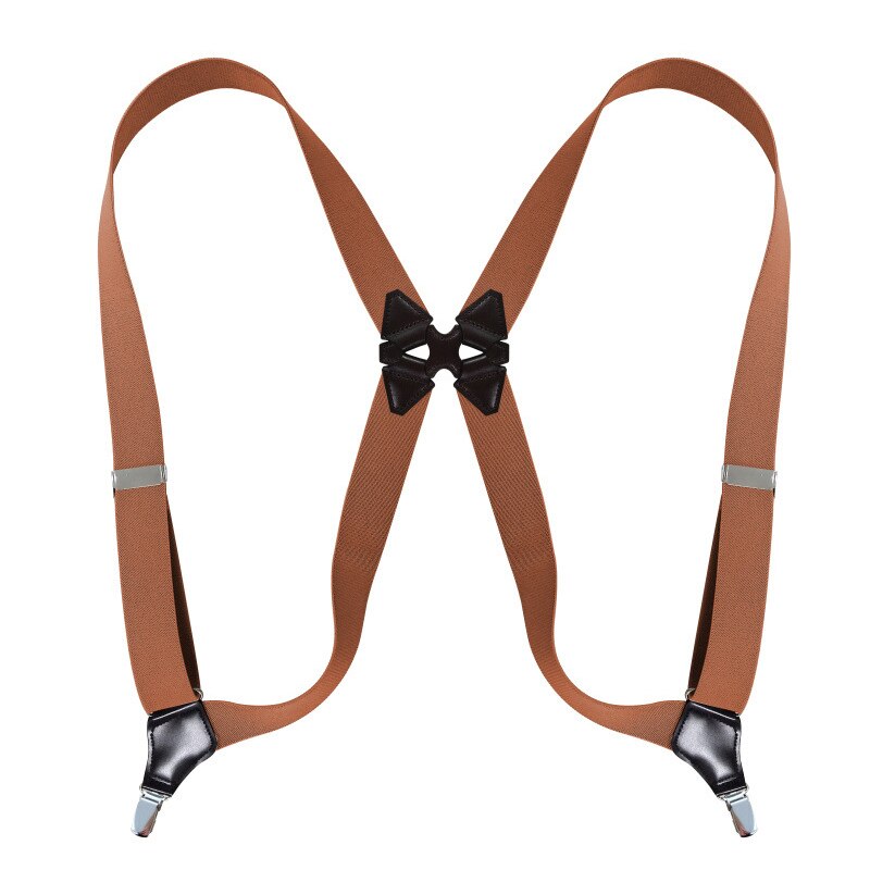 Seler til mænd sideclip style 3.5cm brede kraftige store høje justerbare elastiske hofteclips bukseseler far: Kamel