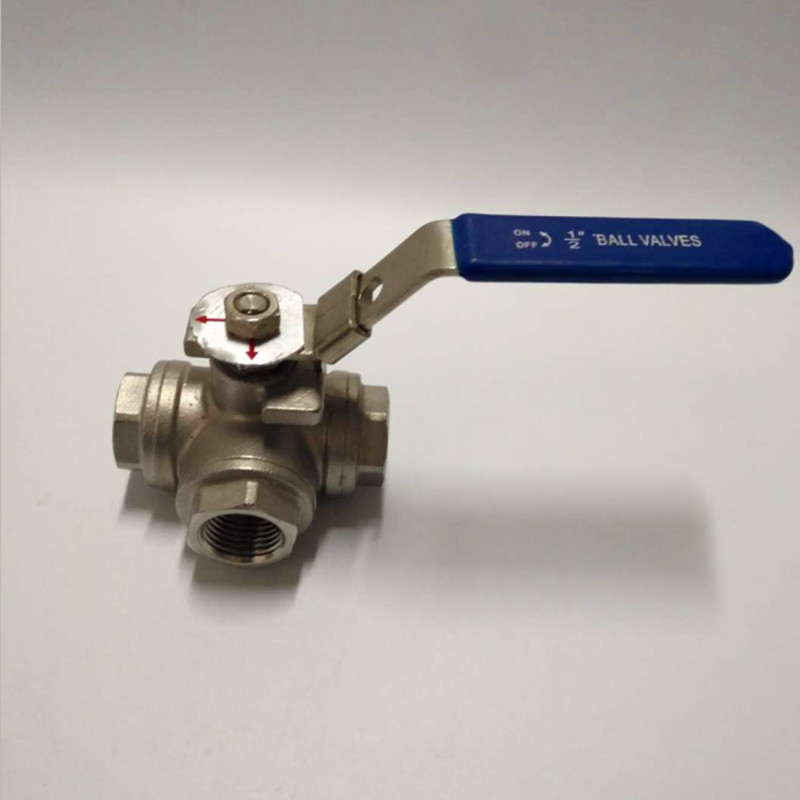 stainless steel switch ball valve 1/2 &quot; inch BSP female DN15 SS304 L type T flow 3 way water ball valve