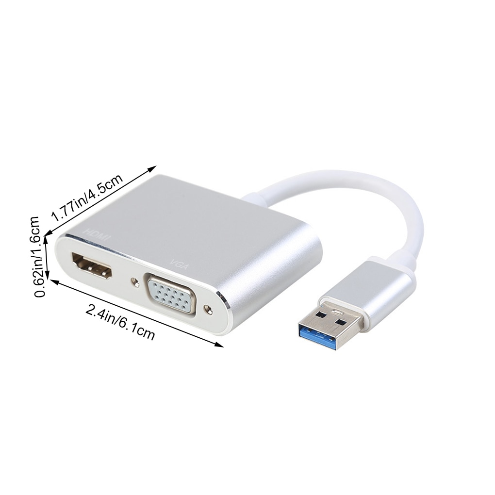 USB 3.0 To HDMI VGA Adapter HD 1080P Multi-Display Adapter 2 In1 USB to HDMI Converter Audio Video Cable For Computer HDTV Box