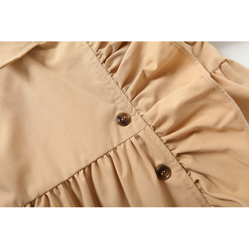 Humor Bär Mädchen Windjacke Jacke Mantel Neue Herbst Winter Feste Farbe Lange Hülse Laepl Kragen Rüsche Kleinkind freundlicher Clothin