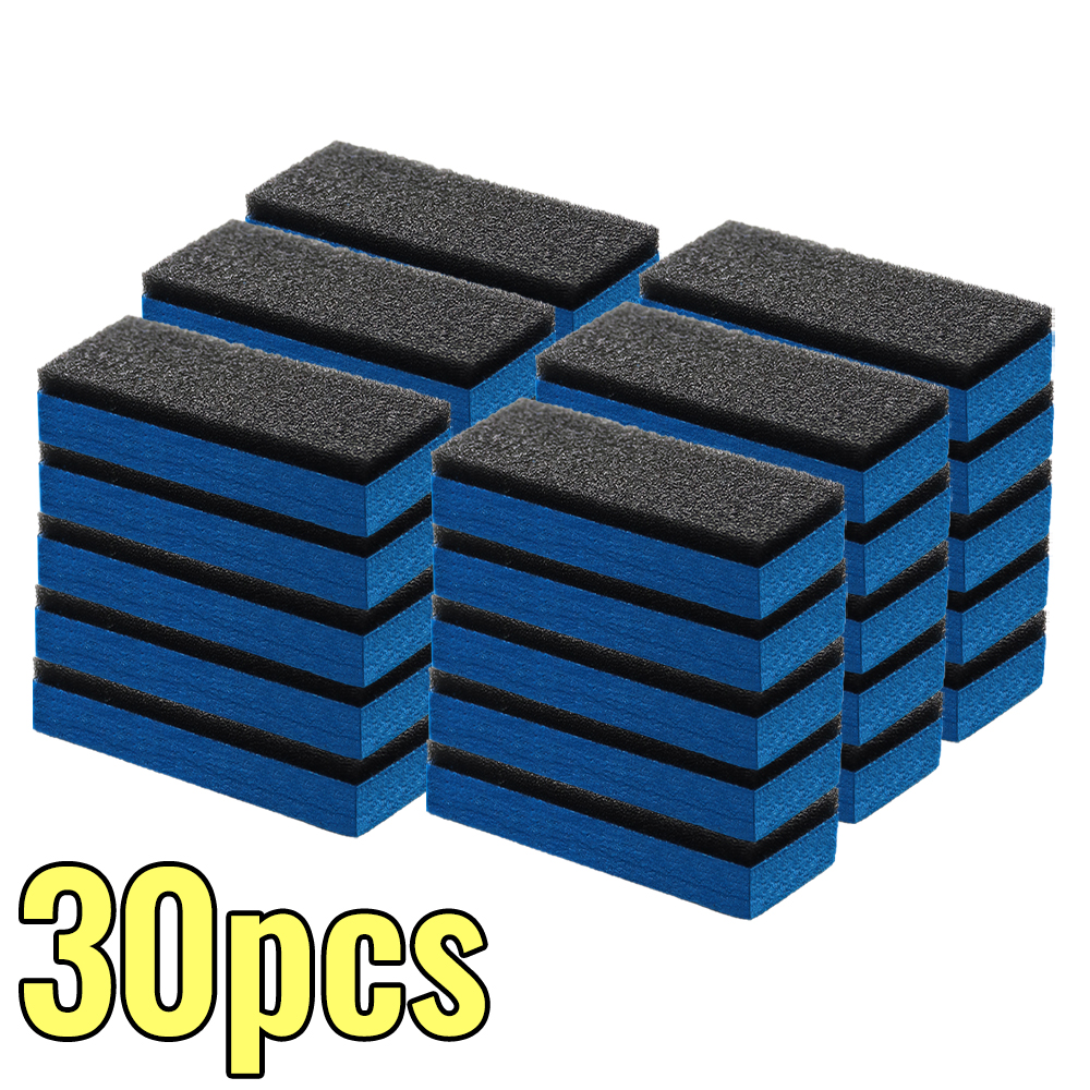5/10/20/30 Uds. Esponja aplicadora de revestimiento cerámico para coche, esponjas para capa de cera Nano de vidrio, esponja cuadrada azul y accesorio de limpieza de tela: YELLOW