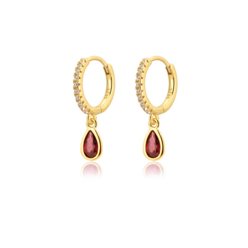 Moda zircone colorato goccia d'acqua piccoli orecchini a cerchio ciondola orecchini a cerchio per gioielli da donna accessori Pendientes: L0254