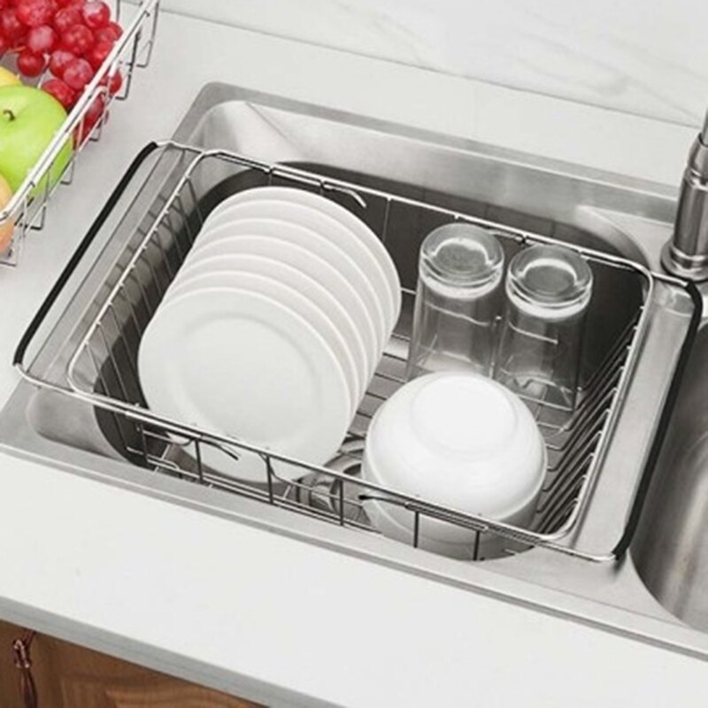 Deep & Large Dish Drying Rack Expandable Dishes Drainer over the Sink Adjustable Arms Dish Drainer,Dish Rack in Sink