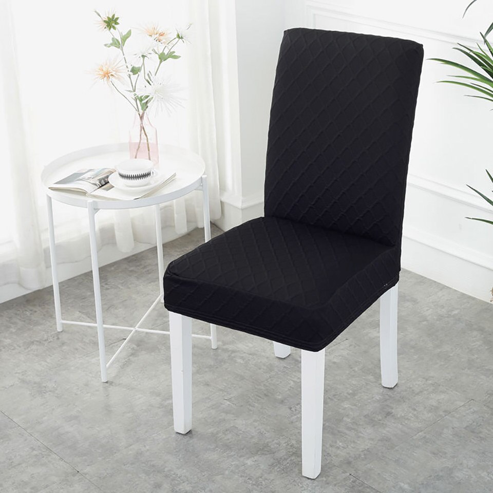 Housse de chaise élastique en tissu à Double couche | Couvre-chaise extensible pour la cuisine/mariage, housse de chaise en Spandex avec dossier pour salle à manger: black / Low-backed 43-51cm
