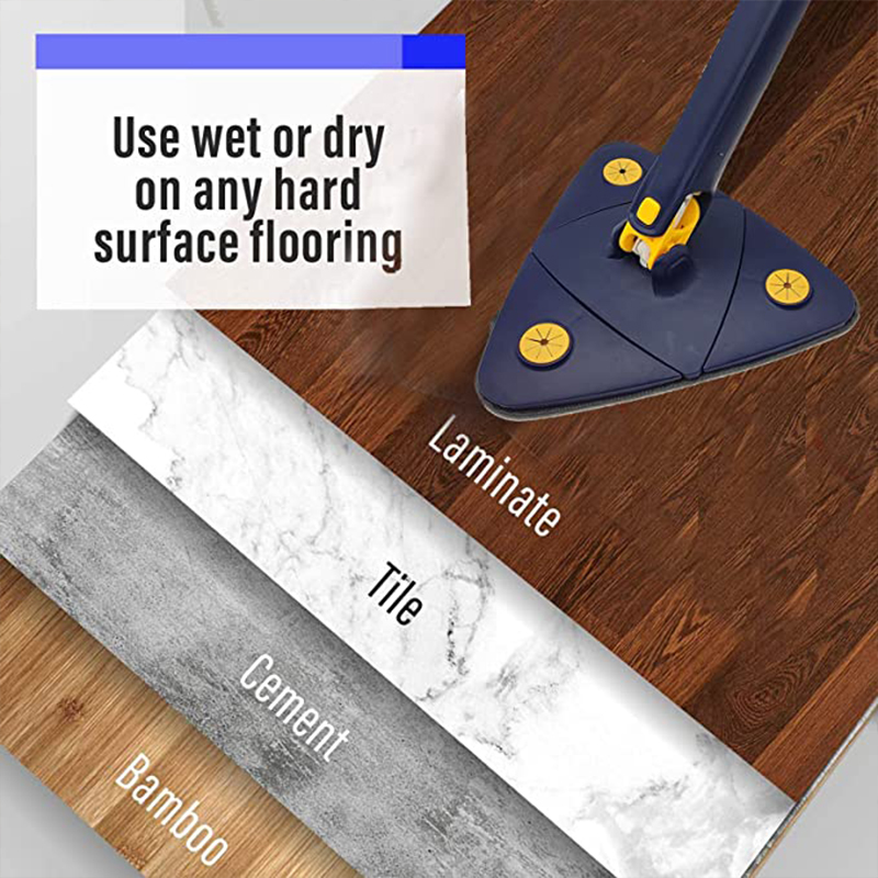 Telescopische driehoekige dweil 360° ° Draaibare spinreinigingsmop Verstelbare knijp Nat en droog gebruik Wateropname Thuisvloergereedschap