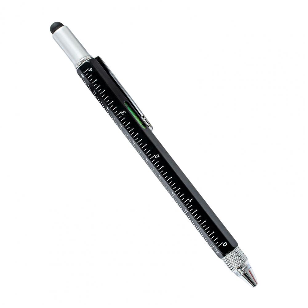 Multitool Stift 6 In 1 Tragbare Metall Tragen Beständig Tech Tool Stift Skala Kapazitiven Stift Metall Kugelschreiber für Büro: Black