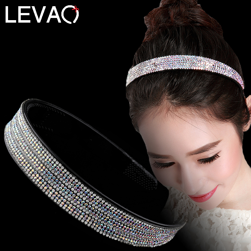 LEVAO Full Rhinestone Hairband for Women Boutique Crystal Hair Hoops Shiny Bezel Headband Wedding Headwear Party Accessories