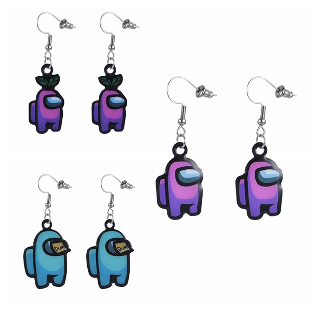 Pendientes colgantes de Juegos populares de los Estados Unidos para niñas, joyería brinco, juguetes de figuras de amongUS