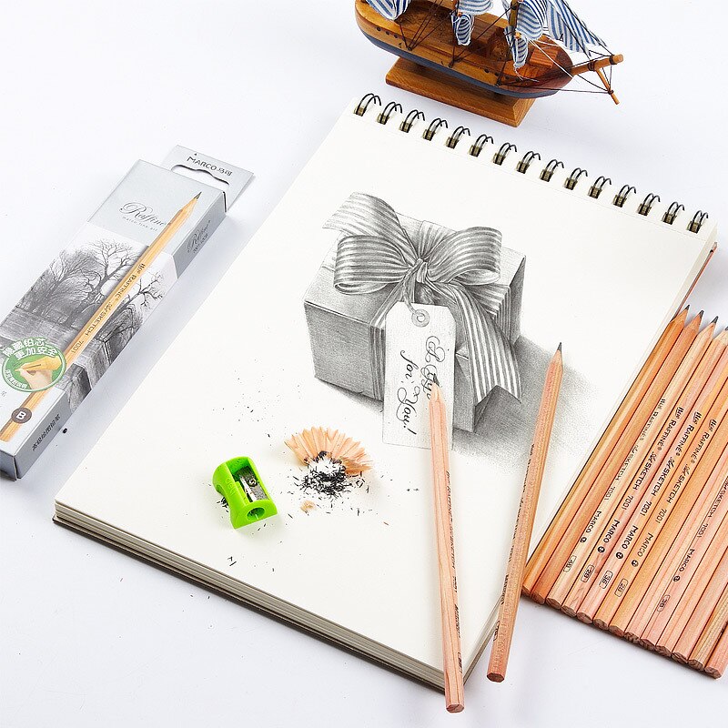 Marco de 12 unidades por caja, conjunto de lápiz estándar de madera H HB 2H 3H 2B 3B 4B 5B 6B 7B 8B 9B escolar, material de papelería para bosquejo