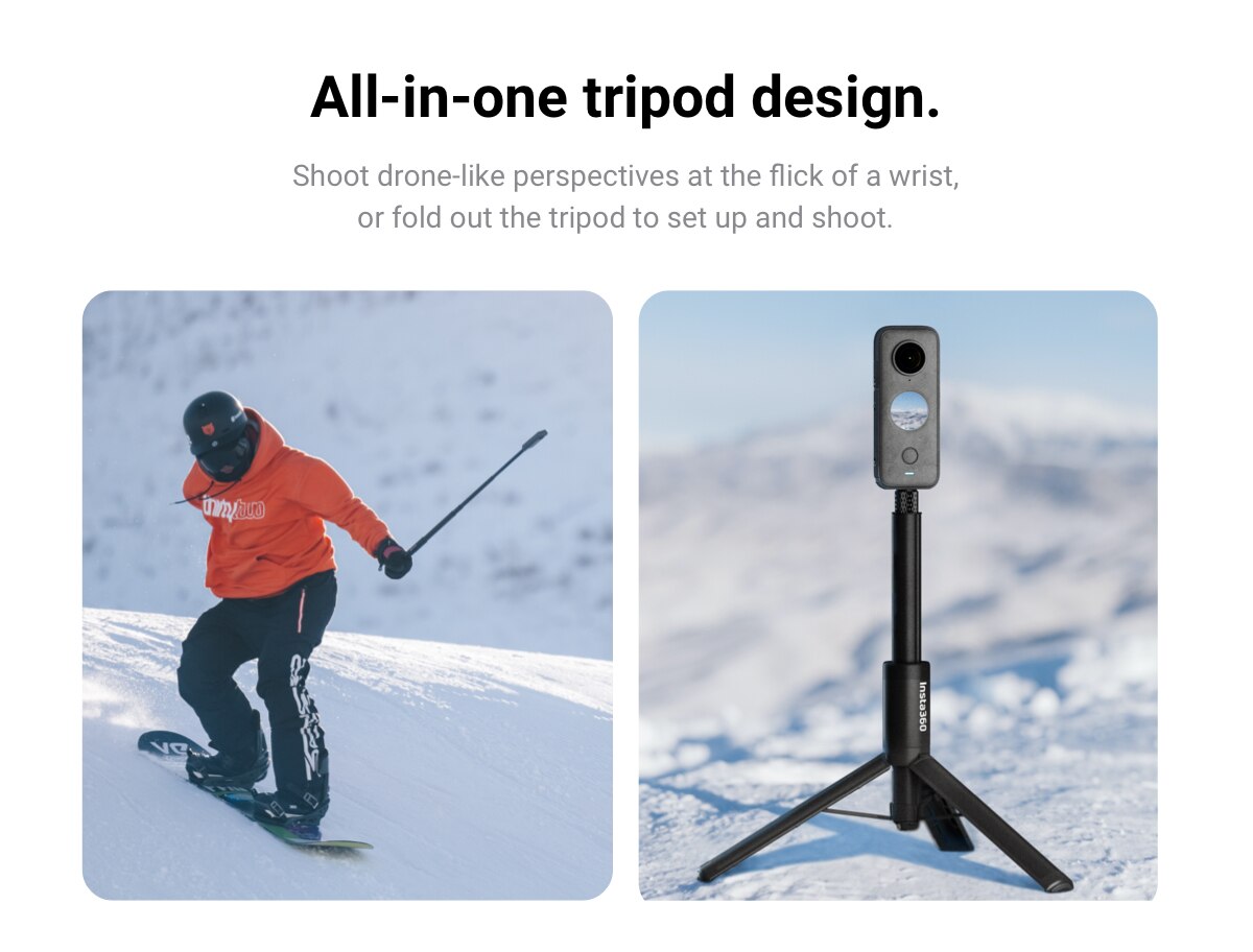 Insta360 All-Purpose 2-in-1 Invisible Selfie Stick + TripodInsta Original Accessories For Insta 360 ONE X2 / ONE R / ONE RS/GO2