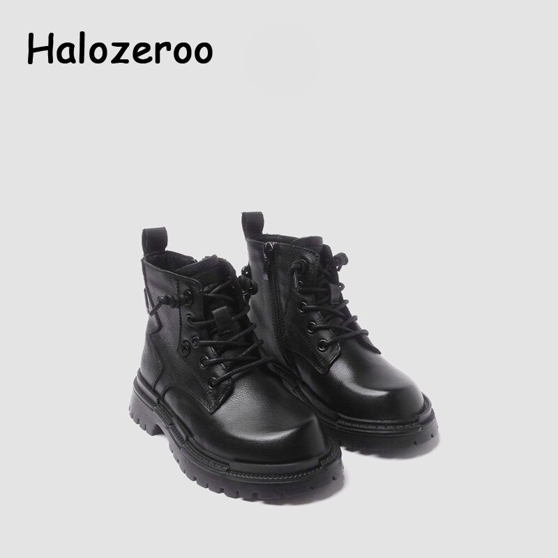 Botas Martin para niños, zapatos de negra, botas suaves de cuero de grano completo, botines para niños, Botines Chelsea, novedad de otoño