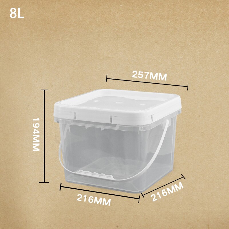 8L Vierkante Plastic Emmer Met Handvat En Deksel Multipurpose Storage Container Voor Yoghurt/Ijs/Granen/Voedsel 2 Stks/partij: clear