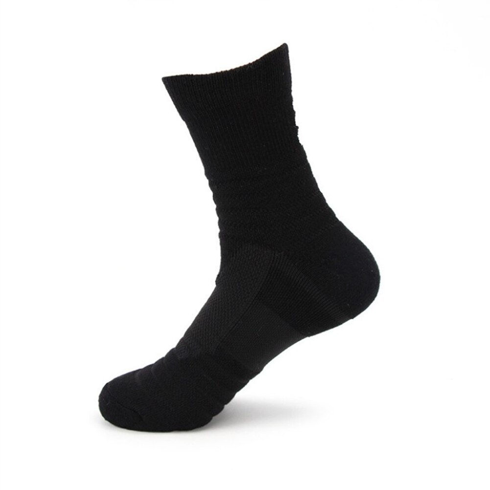 1 paires hommes chaussettes de basket-ball longue épaississement serviette bas coton chaussettes en plein air courir Badminton Tennis Tube moyen Sport chaussettes: Black