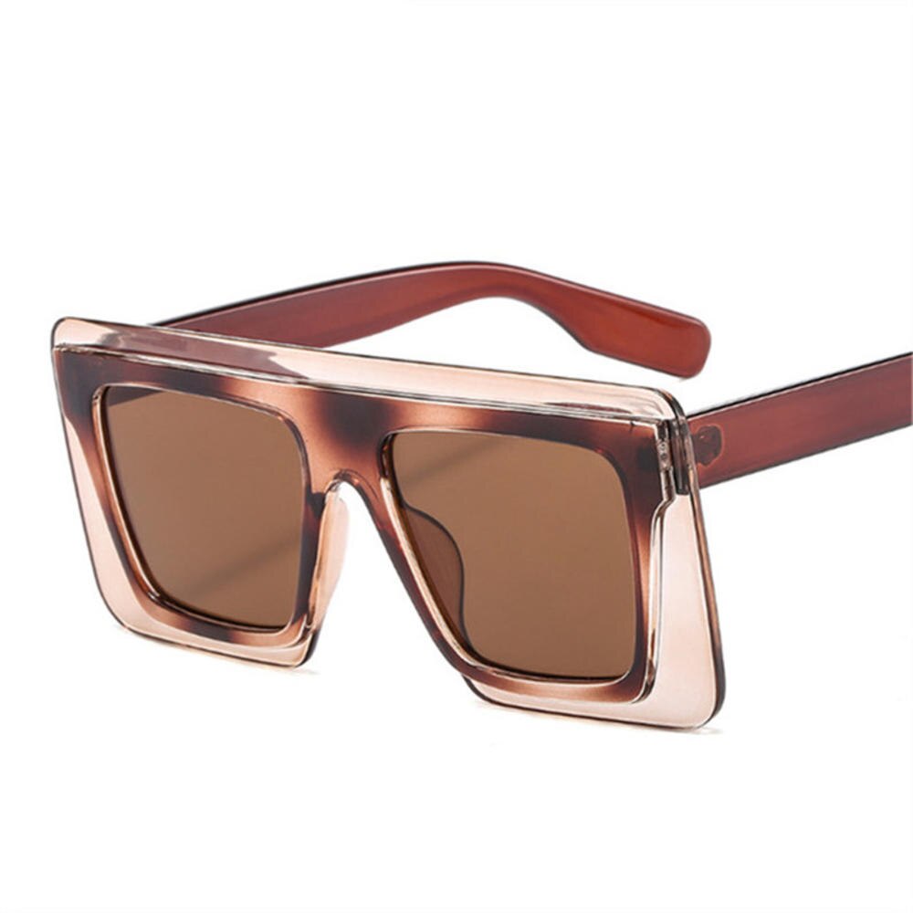 Overdimensionerede solbriller kvinder luksus vintage firkantede solbriller damer bicolor personlighed store rammer briller udendørs beskyttelsesbriller  uv400: -en