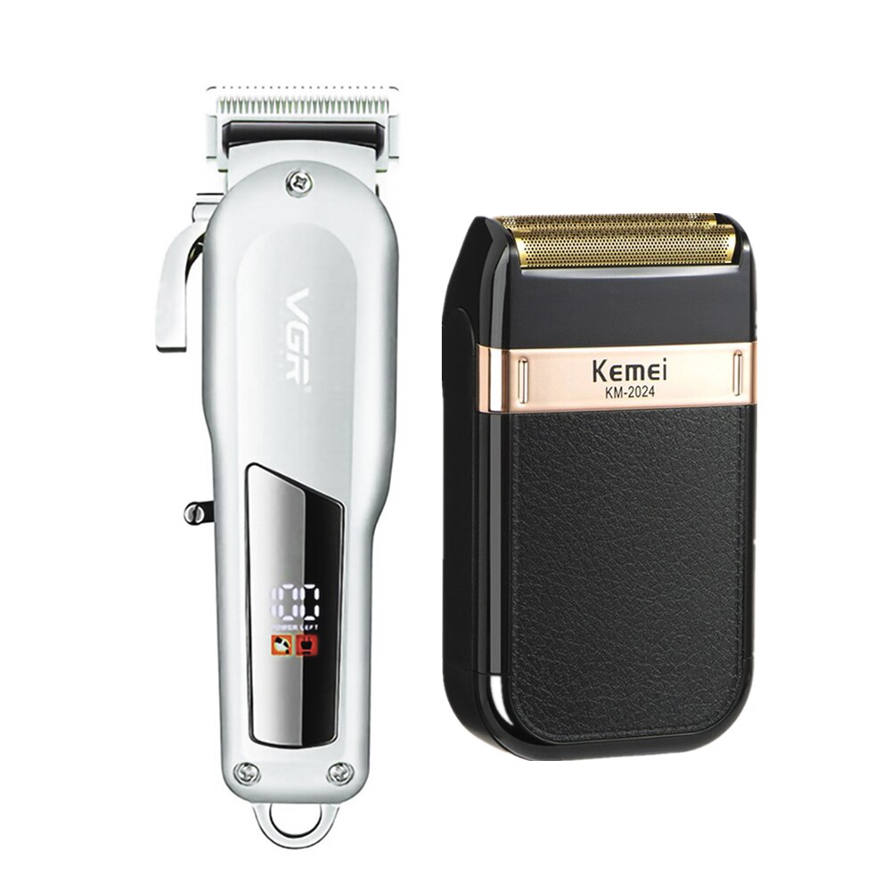 LCD Hair Cutting Machine Cordless Hair Clipper Barber Hair Clipper Electric Hair Clippers Beard Trimmers Mower: trimmer set 7