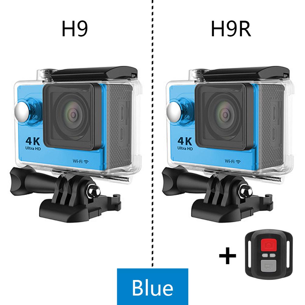 Original H9/H9R Action Camera 1080p/60fps 20MP WiFi 2.0" Ultra HD 4K Mini Helmet Cam DV Recoder WiFi Waterproof Sports Camera: Blue / H9R with controller