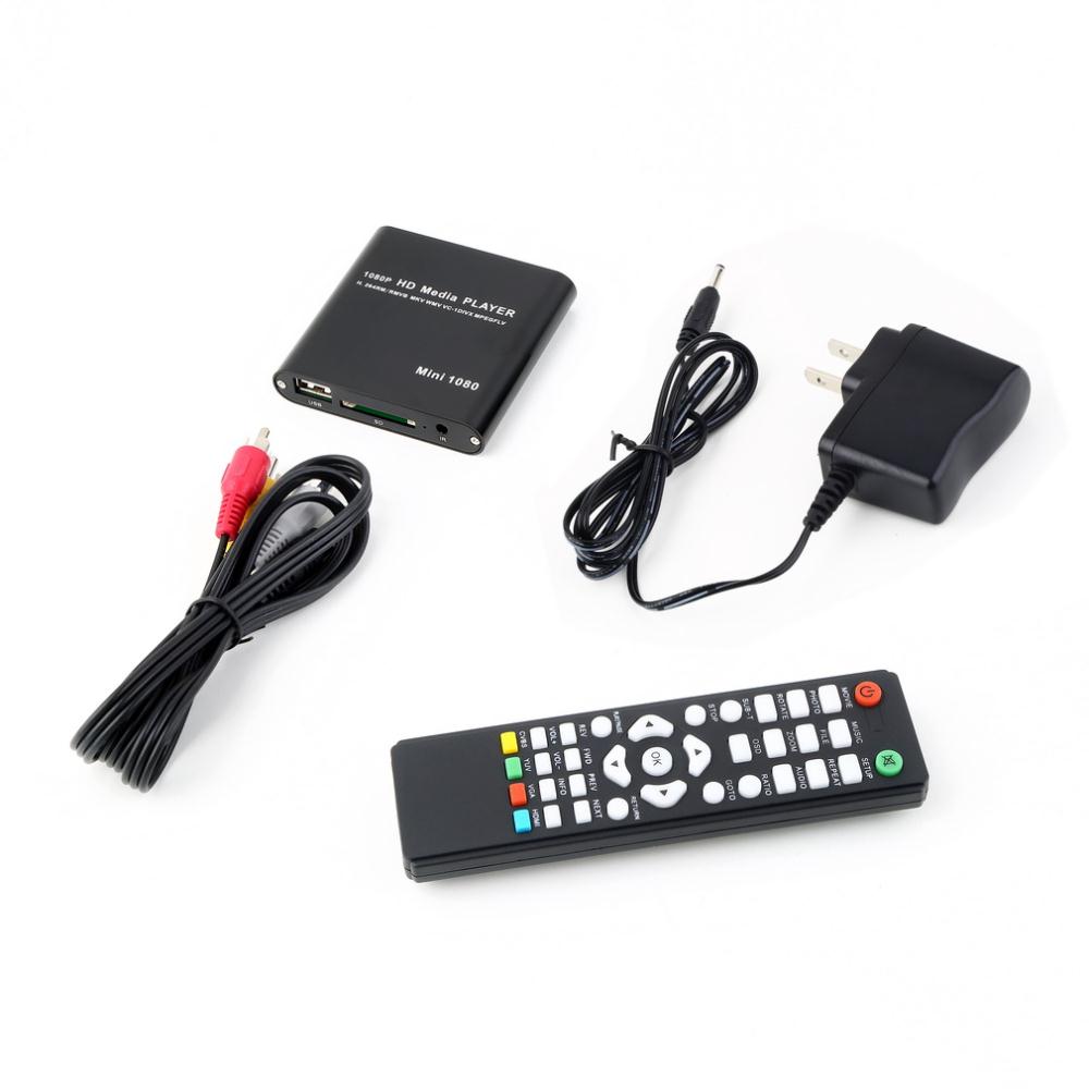 1set 1080P Mini reproductor multimedia MKV/H.264/RMVB Full HD con lector de tarjetas de HOST