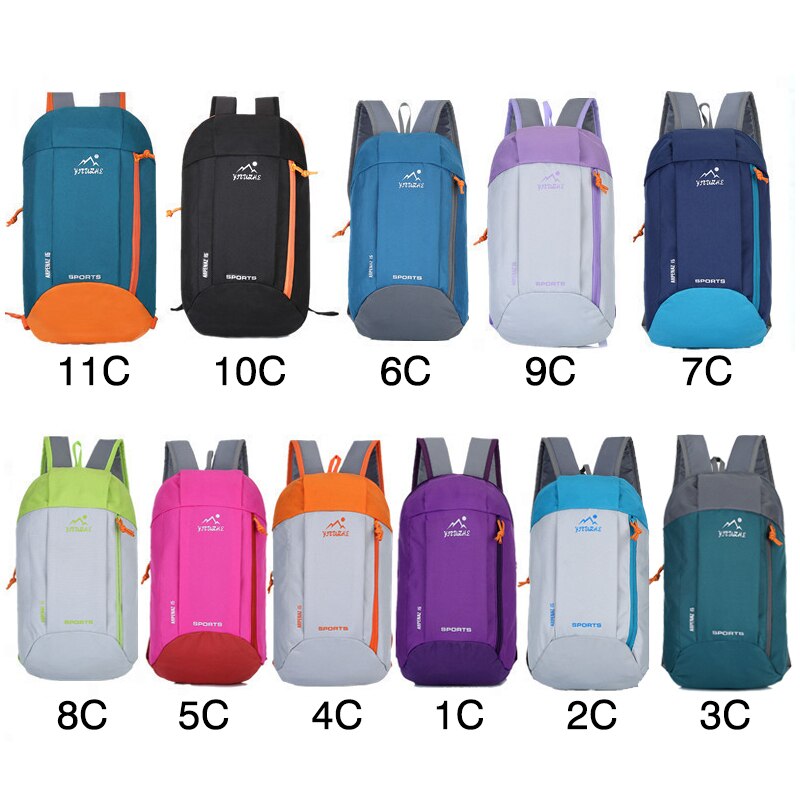 10L Outdoor Sport Licht Gewicht Waterdichte Rugzak Reizen Wandelen Tas Rits Verstelbare Riem Camping Knapzak Mannen Vrouwen Kind