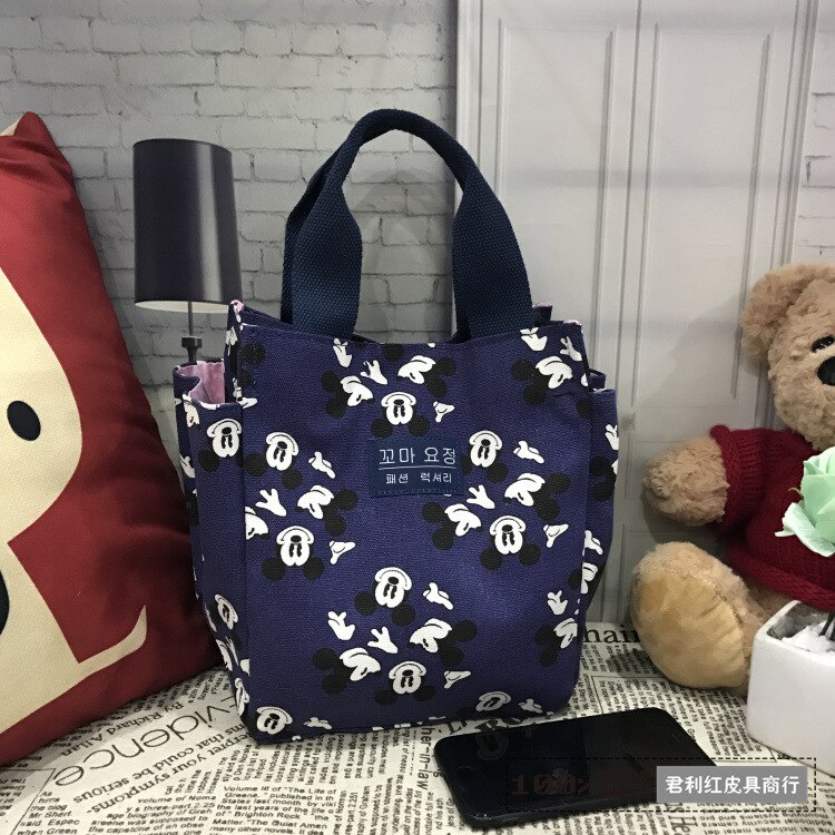 Lady Women Handbag Polyester Ladies Printing Handbags Portable Lunch Bag Pouch Storage Box Picnic Tote Bag: Sky Blue