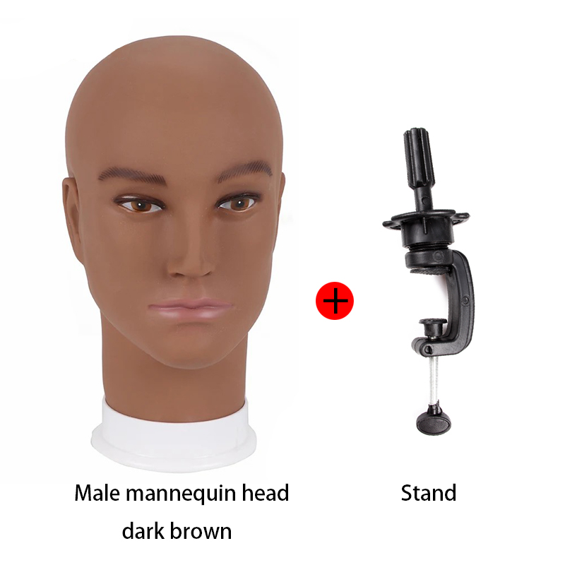 Plussign peruka manekin Model głowa pianka peruka włosy okulary biżuteria wyświetlacz kapelusze stojak brązowy/beżowy manekin głowa manekina Model: Dark Brown