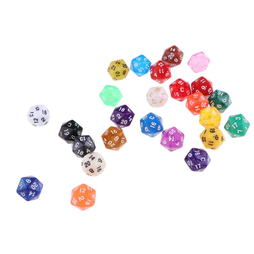 25 Pcs Polyhedral D20 Dice For TRPG Game Random Color