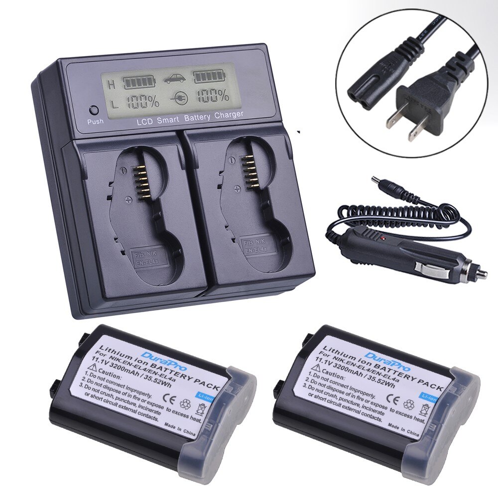 Batterie et chargeur 3200 EN EL4 EN-EL4 pour Nikon D3S, D3, D2Z, D2H, D2Hs, D2X, D2Xs, D3X, F6, EN-EL4a mAh