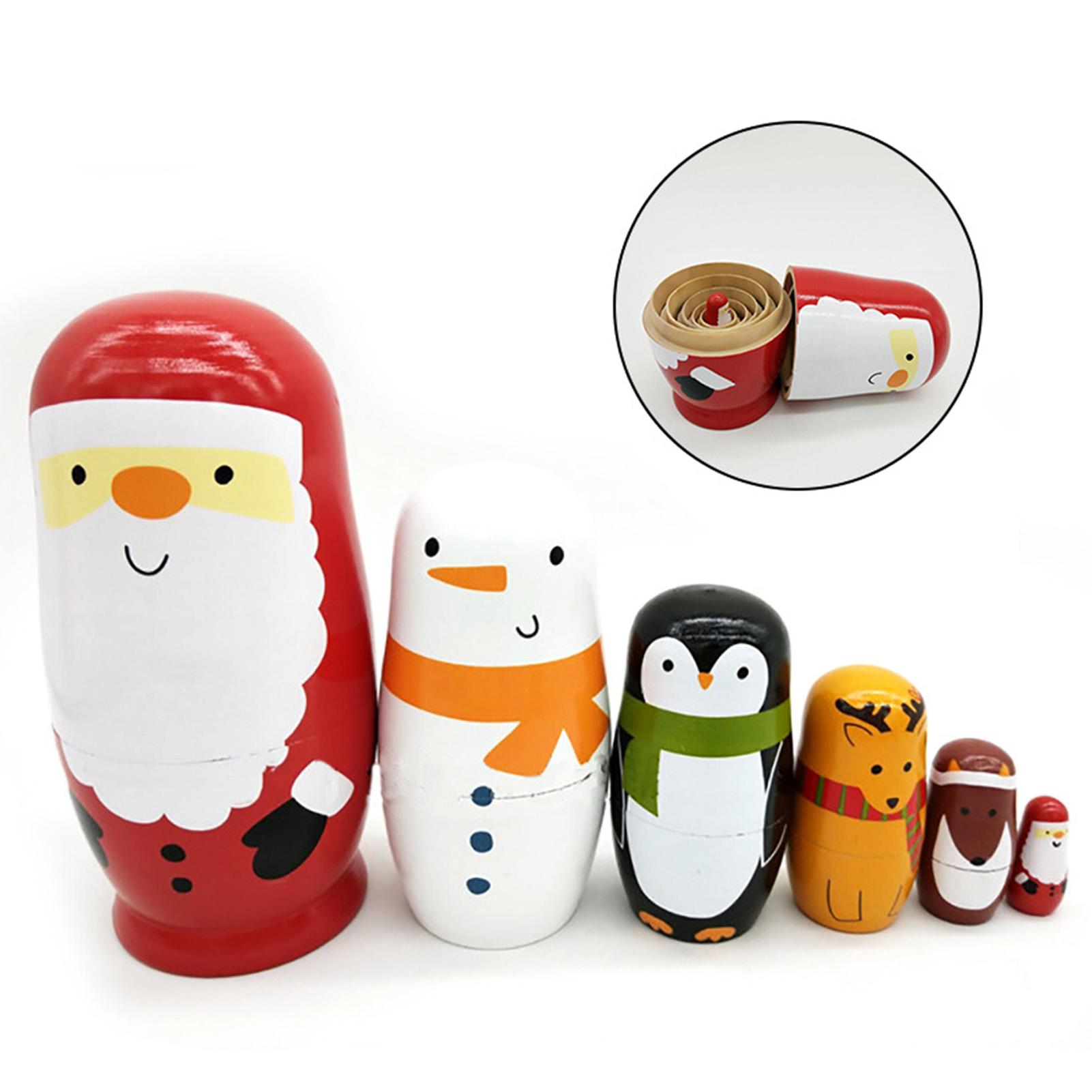 Matryoshka rusa, seis capas de Papá Noel, juguetes de madera, de San Valentín, decoración del hogar