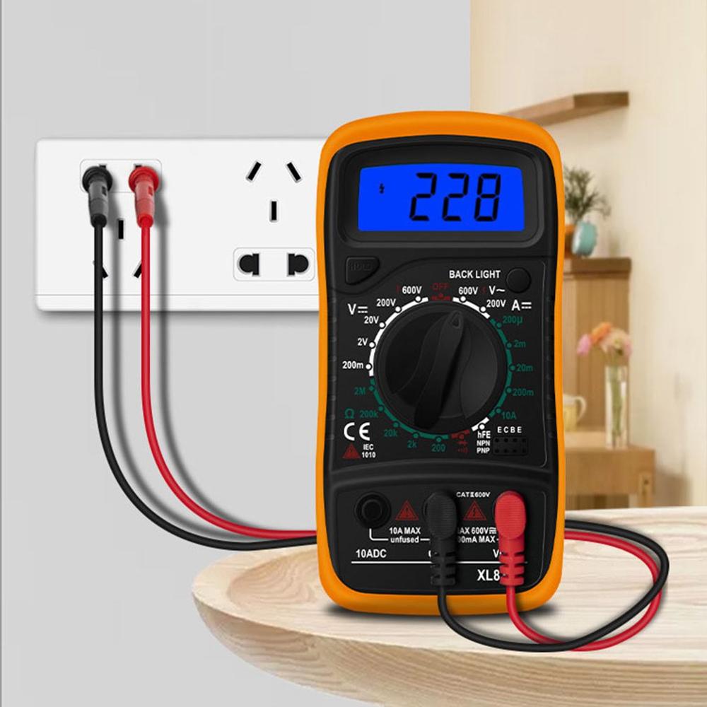 Multímetro Digital XL830L LCD, amperímetro, voltímetro, ohmímetro eléctrico de mano, AC/DC, herramienta de prueba, amarillo,