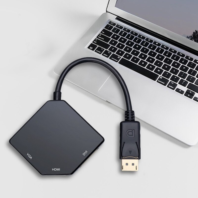 DisplayPort DP to HDMI DVI VGA 3 in 1 Converter 4K HD for Computer Projector Notebook Laptop