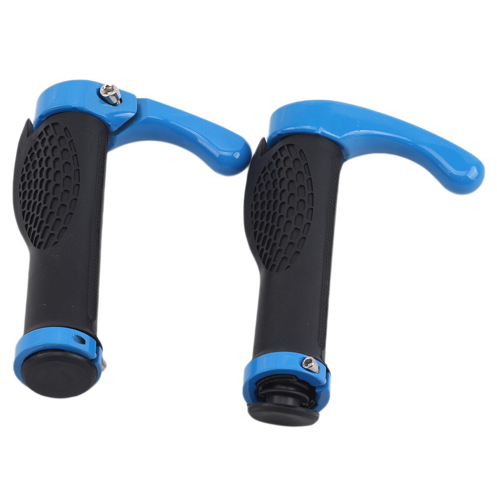 Cycling Handle Grip Bar End Durable Anti-slip Rubber Aluminum Alloy MTB Mountain Road Bike Bicycle lock-on Handlebar Cover: blue