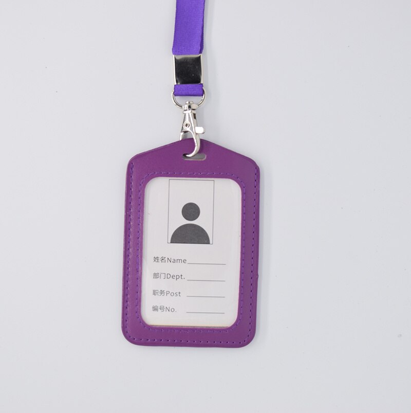 Portable Neck Strap Rope Staff Employee's ID Work Card Holder PU Office Buliding Gate Pass Access Card Cover Sleeve with Lanyard: NO.4