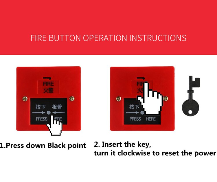 AC 220V 100mm Dia Schools Fire Alarm Round Shape Electric Bell Red Fire Alarm Home Safely Security