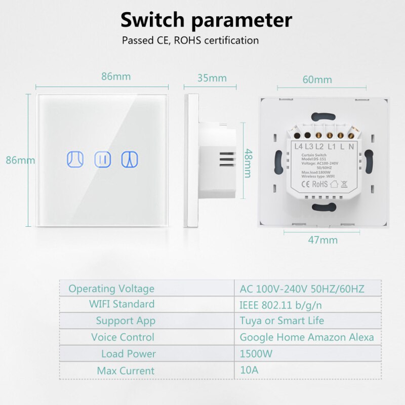1PC Tuya Smart WIFI Wall Touch Switch Glass Screen Touch Panel APP Remote Control Smart Home Support Alexa Google Home