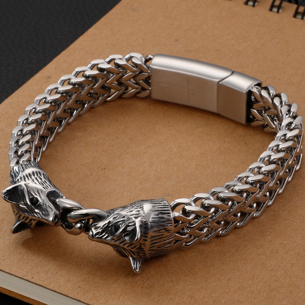 Zwarte Armband Voor Mannen Zware Rvs Heren Armbanden &amp; Bangles 17Mm Wide Curb Keten Mannelijke Sieraden Logo naam Graveren