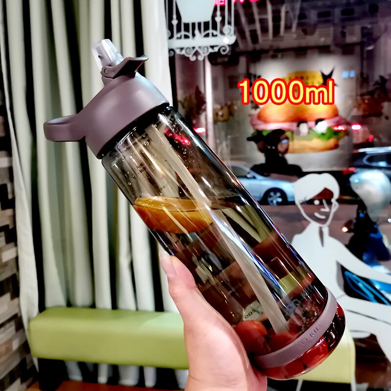 Thermos Bottleplastic Outdoor Water Fles Met Stro Sport Flessen Milieuvriendelijke Met Deksel Wandelen Camping Plastic Bpa Gratis H1098
