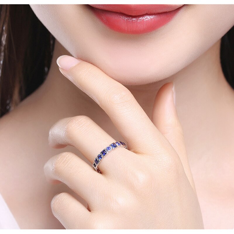 FINAODZ Neue Fasihon Einfache T emperament Blau Kristall Ringe Hochzeit Für Frauen Engagement Einstellbare Größe Ring
