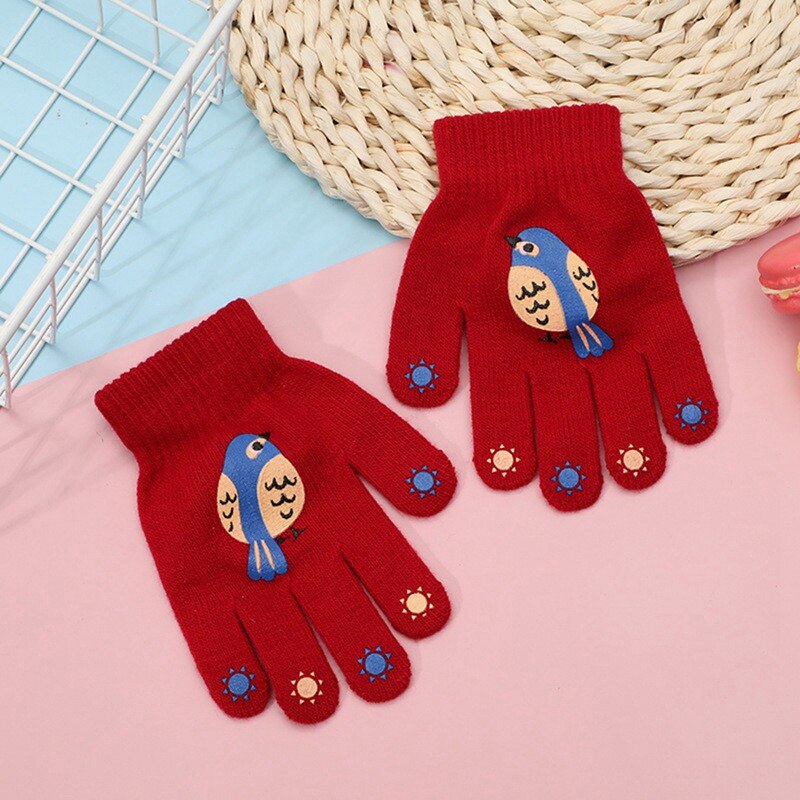 Winter Warme Handschoenen Voor Kinderen 6-12years 6 Kleuren Verdikte Kids Baby Wanten Buitensporten Kleine Bouw Dieren Patroon